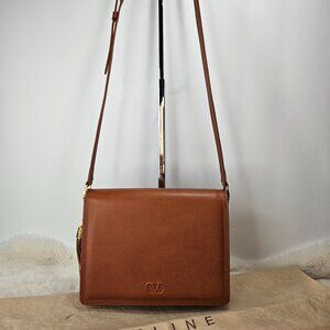 Valentino Garavani  Tan Leather Flap Bag